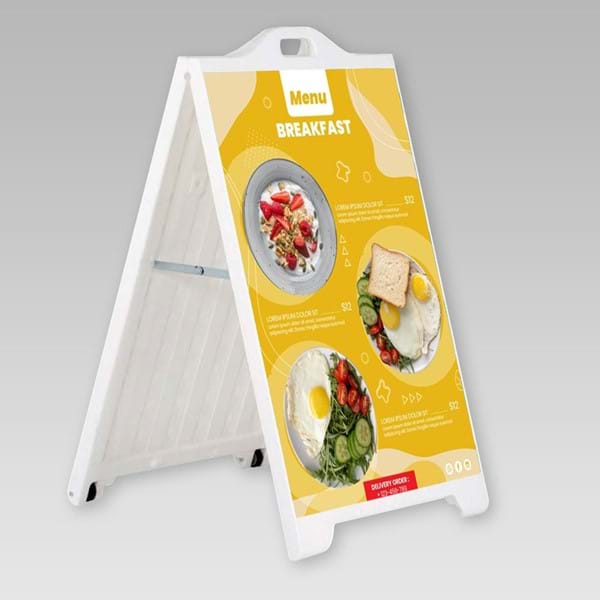 The A-Board PVC is an Indoor or Outdoor low cost double-sided stand of high-strength plastic. 