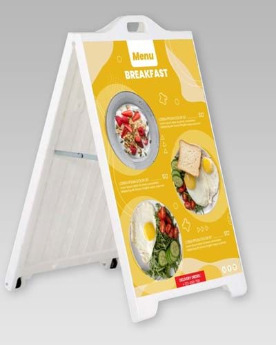 The A-Board PVC is an Indoor or Outdoor low cost double-sided stand of high-strength plastic. 