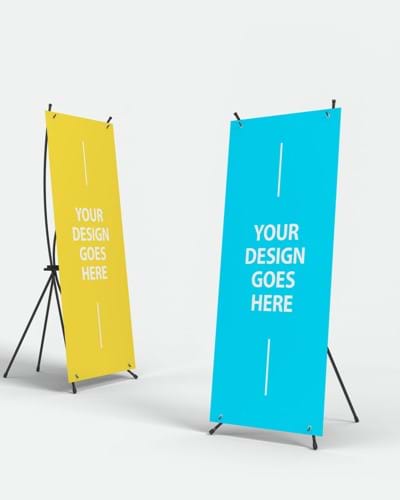 X Banners. Easy-to-use and affordable promotional systems that are easy to carry.